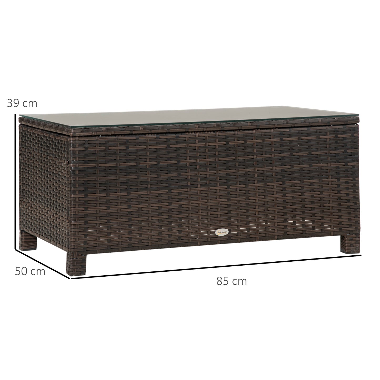 Outsunny Garten Beistelltisch Couchtisch Gartentisch Balkontisch Polyrattan Braun 85 x 50 x 39 cm