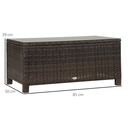 Outsunny Garten Beistelltisch Couchtisch Gartentisch Balkontisch Polyrattan Braun 85 x 50 x 39 cm
