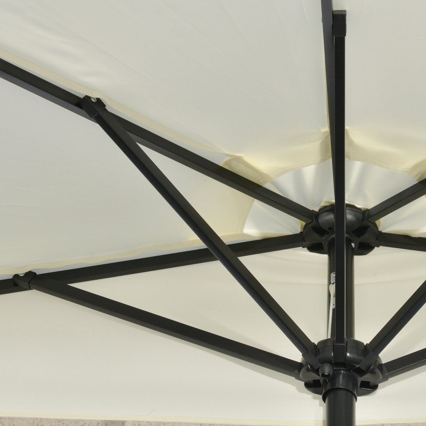 Outsunny Sonnenschirm، Terrassenschirm، halbrund، mit Solarpaneel، 20 LEDs، Handkurbel، بيج، 2,70 x 1,35 x 2,40 م