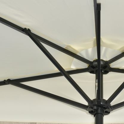 Outsunny Sonnenschirm، Terrassenschirm، halbrund، mit Solarpaneel، 20 LEDs، Handkurbel، بيج، 2,70 x 1,35 x 2,40 م