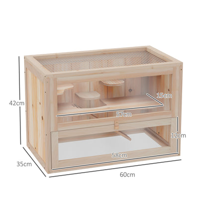 PawHut Kleintierkäfig Nagerkäfig Holz 60 x 35 x 42 cm