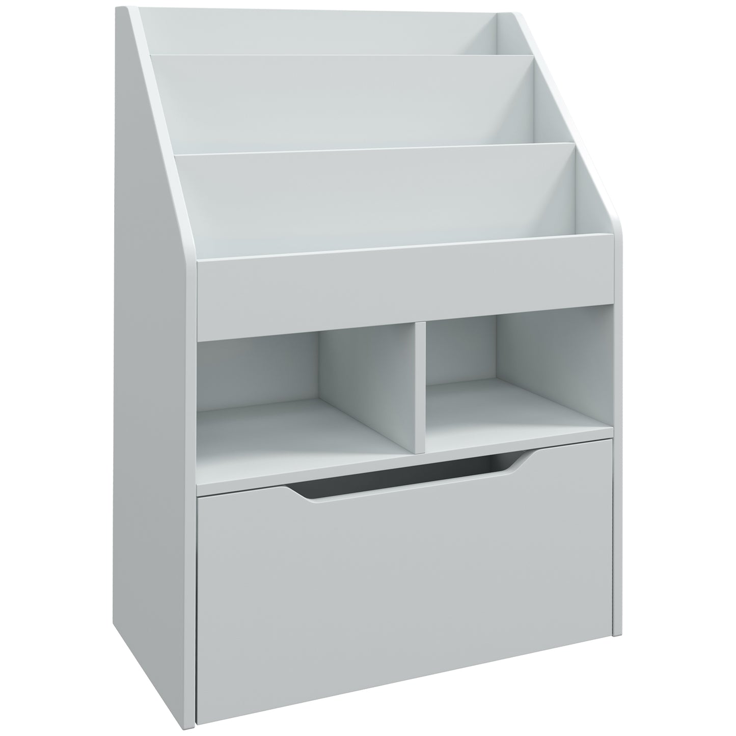 HOMCOM Kinderregal mit Schublade, Bücherregal mit Fächern, 60 x 29,9 x 90 cm, Grau