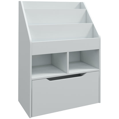 HOMCOM Kinderregal mit Schublade, Bücherregal mit Fächern, 60 x 29,9 x 90 cm, Grau