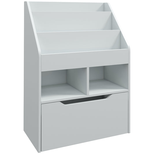 HOMCOM Kinderregal mit Schublade, Bücherregal mit Fächern, 60 x 29,9 x 90 cm, Grau