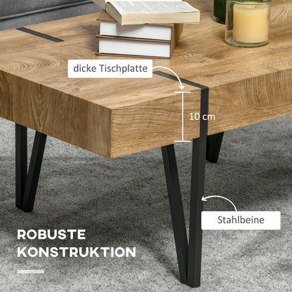 HOMCOM Couchtisch im Industriedesign 105 cm x 60 cm x 42 cm Schwarz + Braun