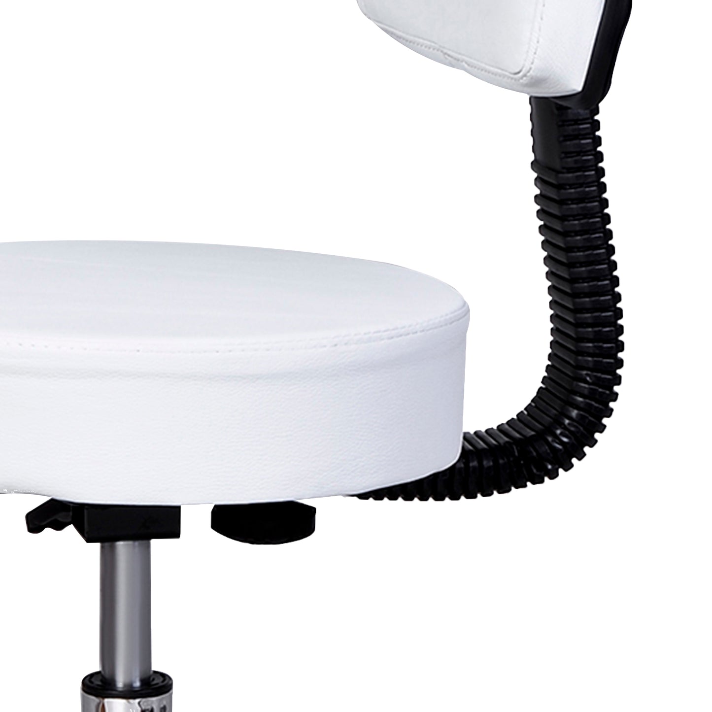 HOMCOM Rollhocker höhenverstellbar mit Rückenlehne Drehhocker 72-84 cm Arbeitshocker 360° drehbar Bürohocker für Büro Salon Massage Spa Weiß