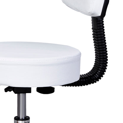 HOMCOM Rollhocker höhenverstellbar mit Rückenlehne Drehhocker 72-84 cm Arbeitshocker 360° drehbar Bürohocker für Büro Salon Massage Spa Weiß