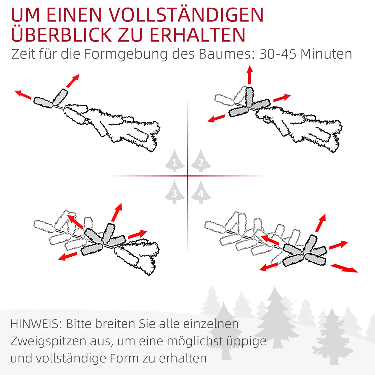 HOMCOM Weihnachtsbaum, Nordmanntanne, naturgetreu, breit & üppig, 180 x Φ120 cm, Grün