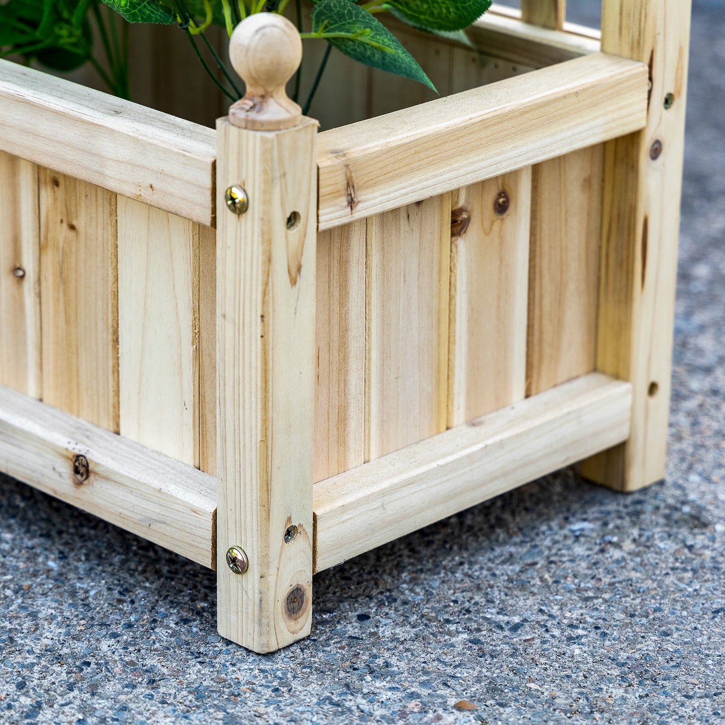 Outsunny Hochbeet Pflanzkasten mit Rankgitter Blumenkasten Rankcasten Rosenbogen mit Rankhilfe für Kletterpflanzen Garten Holz Natur 64 × 28 × 120 سم