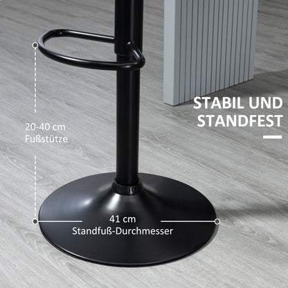 HOMCOM Barhocker Barstuhl 2-er Set höhenverstellbar 48,5 x 55,5 x 90-110 cm Kunstleder+Stahl Schwarz
