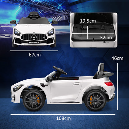 AIYAPLAY Elektro-Kinderauto, Mercedes, 3-5 km/h, Fernbedienung, Licht & Musik, Weiß