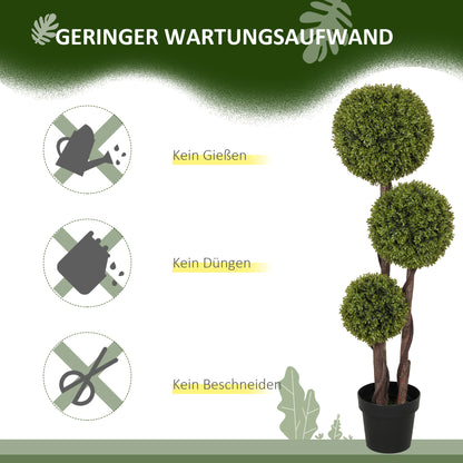 HOMCOM Künstlicher Buchsbaum، Kunstpflanze، واقعية Aussehen، في الهواء الطلق، Grün + Schwarz