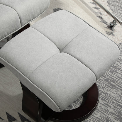 HOMCOM Relaxsessel mit Hocker, drehbar, Wippfunktion, verstellbare Rückenlehne, bis 150 kg, Grau