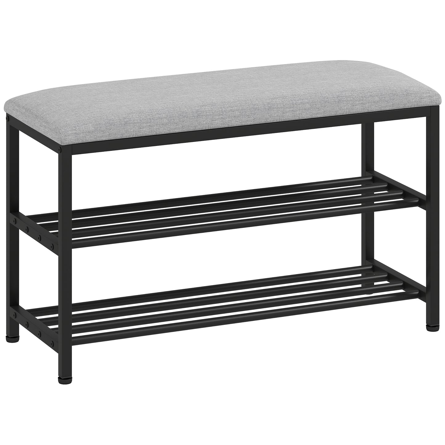 HOMCOM Schuhbank mit Sitzfläche, Sitzbank mit Stauraum, Schuhregal mit 2 offene Fächer, Sitzbank 81 x 31 x 50 cm Schwarz
