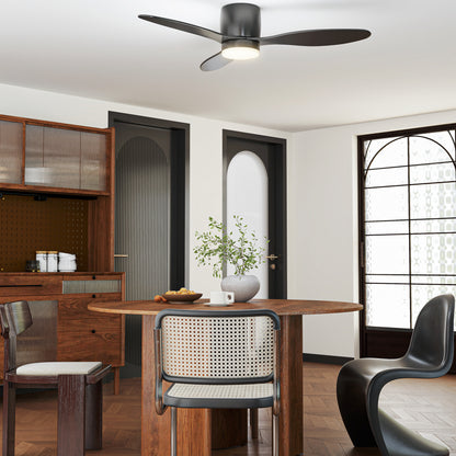 HOMCOM Deckenventilator mit Lampe und Fernbedienung, 3 Lichtfarben, 6 Geschwindigkeiten, Einstellbare Helligkeit, Schwarz