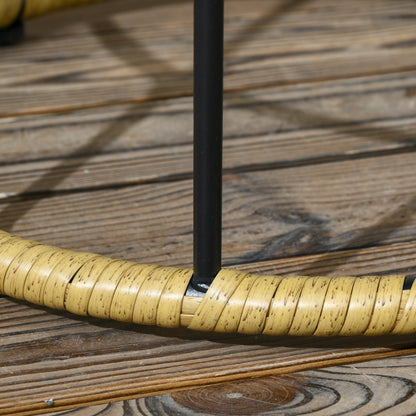 Outsunny 2er-Set Gartentische Balkontische, Boho-Stil, wetterbeständig, Schwarz + Khaki