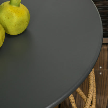 Outsunny 2er-Set Gartentische im Boho-Stil, wetterbeständig, stapelbar, 60 cm x 60 cm x 47 cm, Natur + dunkelgrau