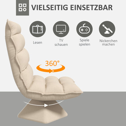 HOMCOM Relaxsessel Lesesessel, drehbar, Leinenoptik, 62 cm x 70 cm x 95 cm, Beige