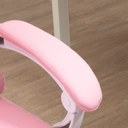 Vinsetto Bürostuhl mit Fußstütze, verstellbare Rückenlehne, höhenverstellbar, 5 Rollen, Rosa + Weiß