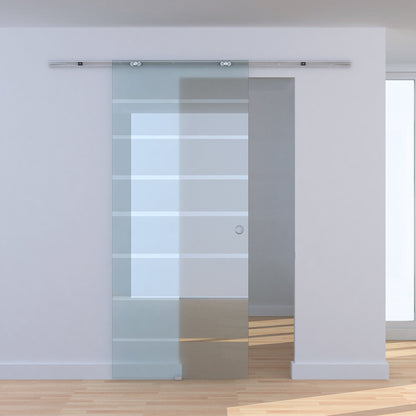 HOMCOM Glasschiebetür Schiebetür Glastür Zimmertür teilsatiniert 900 x 2050 mm