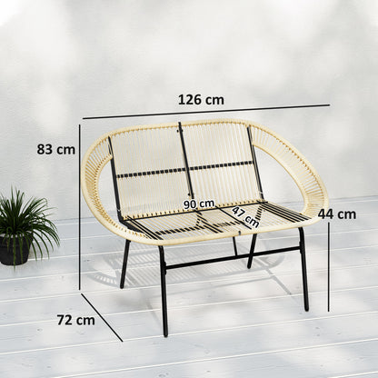 Outsunny 2-Sitzer Gartenbank Polyrattan، Wetterfest Sitzbank im Rattanflecht-Design، UV-Beständig 260kg belast Khaki