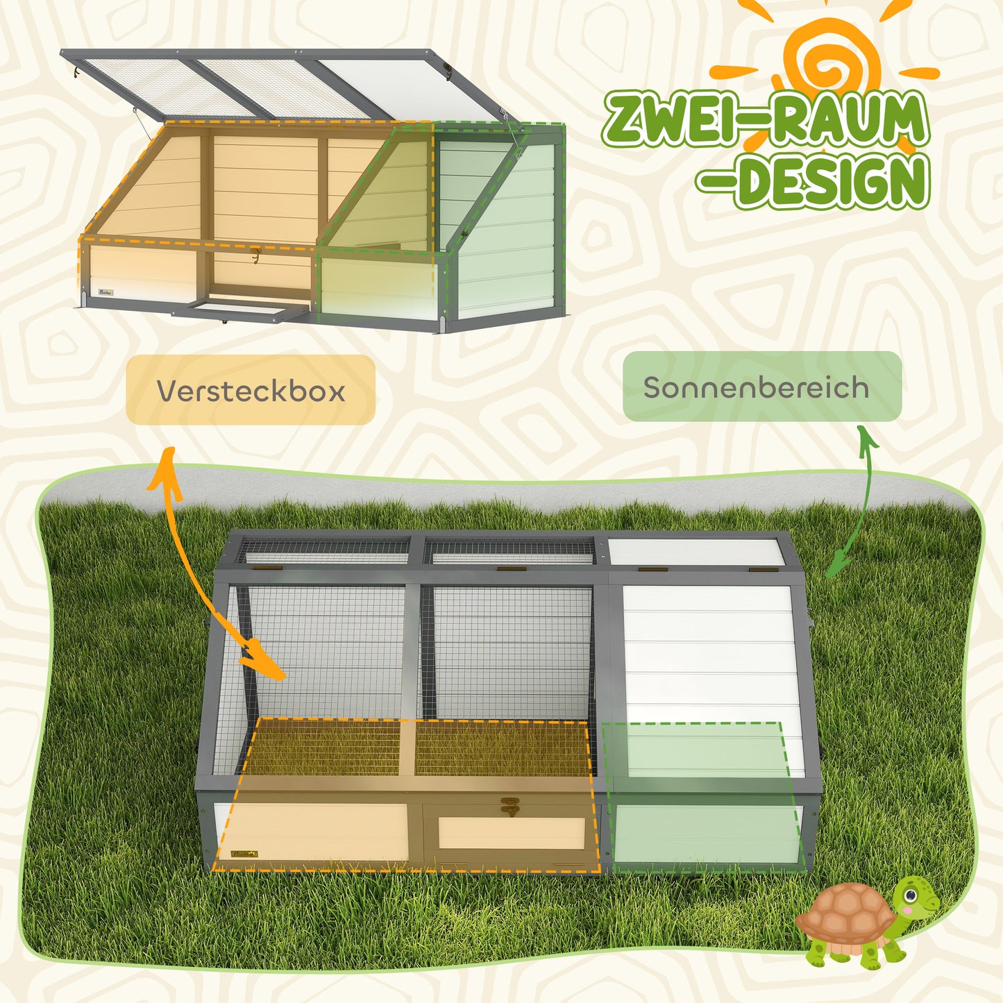 PawHut Schildkrötenbox, Outdoor Schildkrötengehege, bodenloses Design, leicht zu öffnen, Schildkrötenhaus, Weiß
