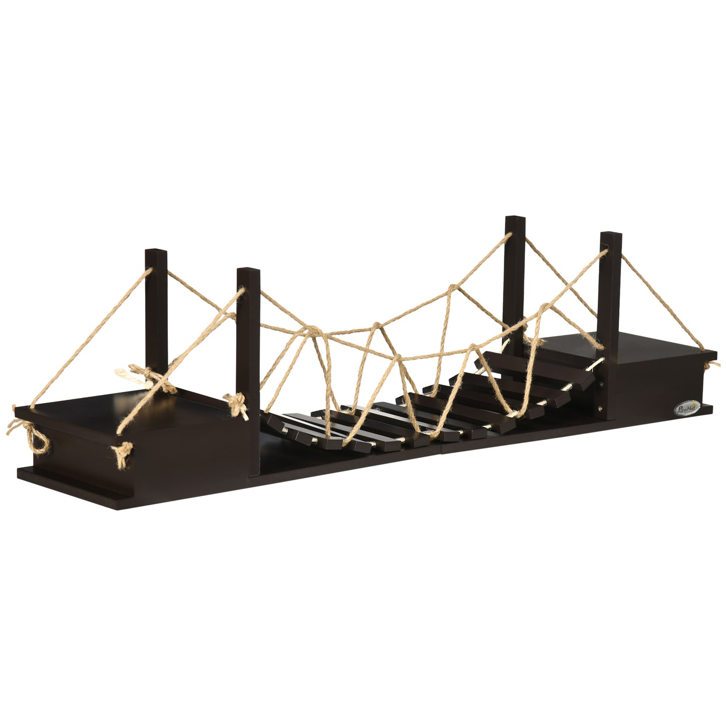 PawHut Katzenkletterwand, Katzenregal, Hängebrücke, 96 cm x 20 cm x 25,5 cm, Braun