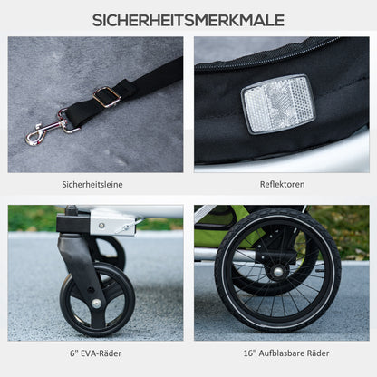 PawHut 2-in-1 Hundebuggy Hundejogger Fahrradanhänger bis 20kg 2 Reflektoren 1 Sicherheitsleine 150 x 68 x 95 cm Grün