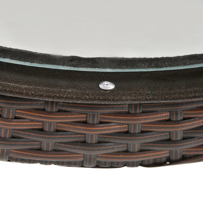 Outsunny Gartentisch, klappbar, Hartglastischplatte, Stahlrahmen, Rattan-Dekor, braun, 68 x 68 x 73 cm