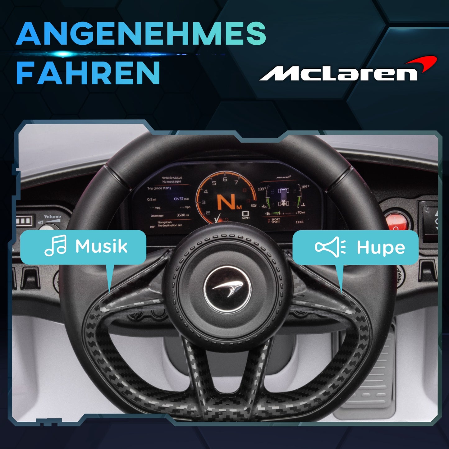 AIYAPLAY Kinder-Elektroauto mit Flügeltüren, fernsteuerbar, mit sanftem Antrieb und LED-Lichtern, Weiß