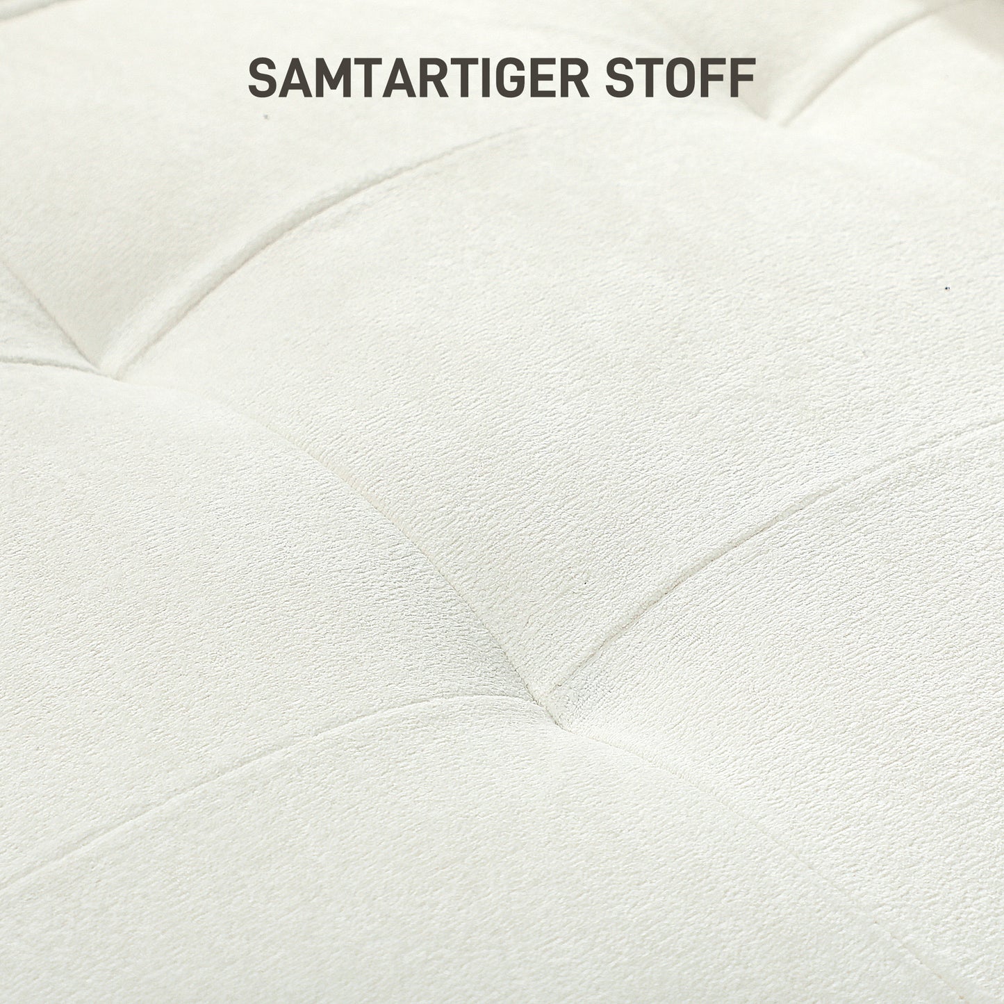 HOMCOM 3-Sitzer-Sofa mit dicken Kissen, Kautschukholz, Stoffbezug, Polstersofa für Wohnzimmer, Büro, Schlafzimmer, Cremeweiß