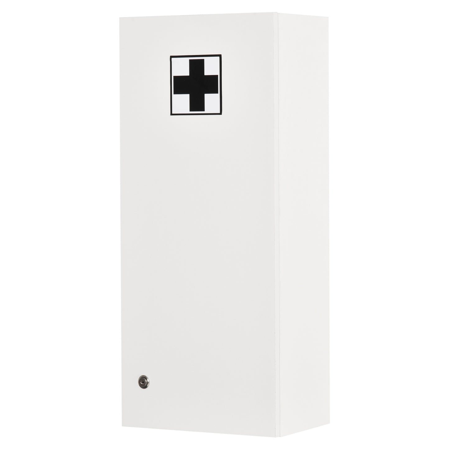 Kleankin Medizinschrank Arzneischrank Wandschrank Hängeschrank mit verstellbarer Ablage Erste-Hilfe-Kreuz abschließbar für Badezimmer Küche Flur Weiß 30x20x70 cm