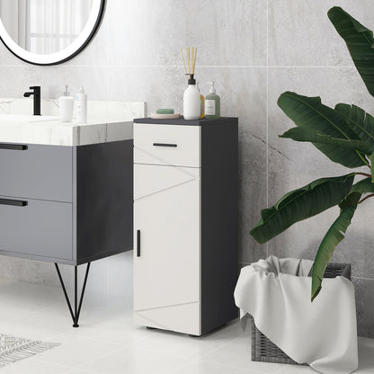 kleankin Badezimmerschrank, Badkommode, verstellbare Regale, bis zu 25 kg belastbar, Grau