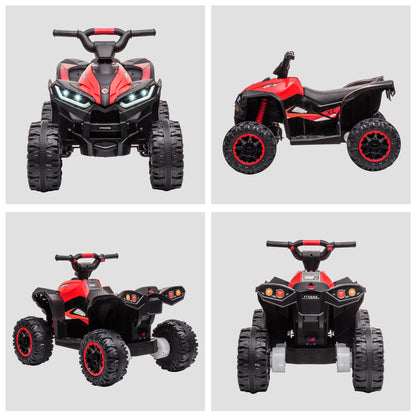 HOMCOM Elektro-Kinderquad, LED-Scheinwerfer, MP3-Player, Stoßdämpfer, ergonomischer Sitz, Rot+Schwarz