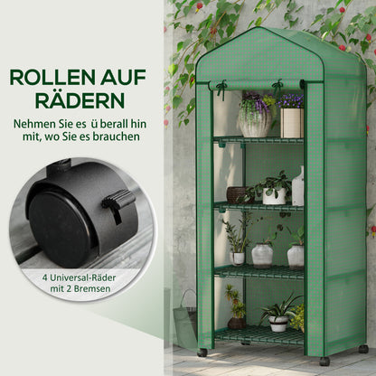 Outsunny Folien-Gewächshaus، Treibhaus، Mini-Gewächshaus، Pflanzenhaus، Frühbeet، 4 Regalfächer، 69 × 50 × 165 سم، Grün
