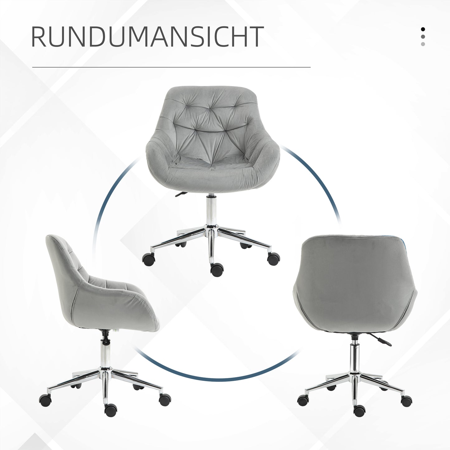 Vinsetto Bürostuhl Chefsessel Drehstuhl Computerstuhl Sitzhöhenverstellung für jüngere Benutzer und Kleines zum Lernen und Spielen Polyester Schaumstoff Metall Nylon Grau 59 x 58 x 80-90 cm