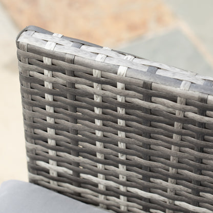 Outsunny Polyrattan Sitzgruppe für 4 Personen Essgruppe Gartenset Garnitur mit Kissen, Grau