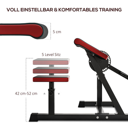 SPORTNOW Curlbank & Trizeps-Extension, 5 Sitzverstellungen, 25 Winkel, Stahl & Kunstleder, Schwarz