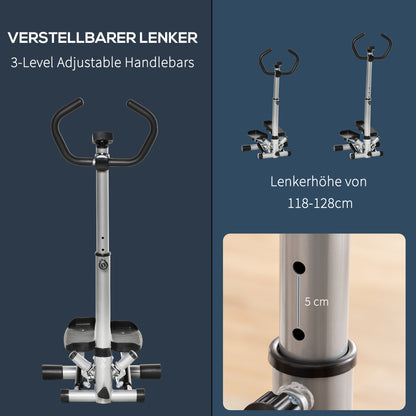 HOMCOM Stepper Heimtrainer für Zuhause mit LCD-Bildschirm einstellbare Geschwindigkeit Metall ABS 55 x 53 x 118-128 cm