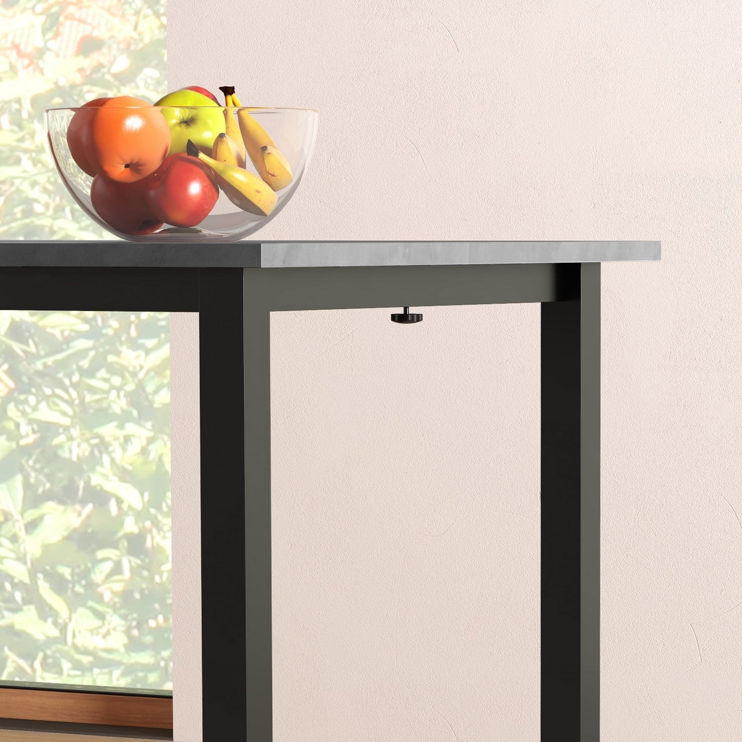 HOMCOM Esszimmertisch, Küchentisch, erweiterbar, für 6 Personen, 160x70, Dunkelgrau