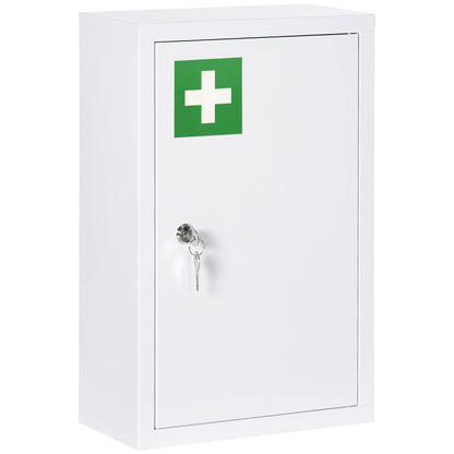 kleankin Medizinschrank, abschließbar, Einlegeböden, Stahlgehäuse, 30x14x46 cm, Weiß