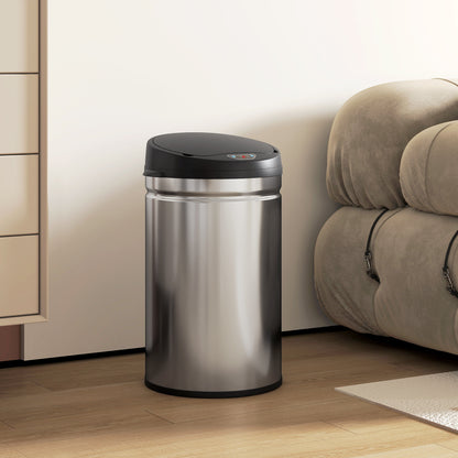 HOMCOM 30 Liter Sensor-Mülleimer mit Soft-Close-Funktion, berührungsfreier Abfalleimer aus Edelstahl für hygienische Küchen