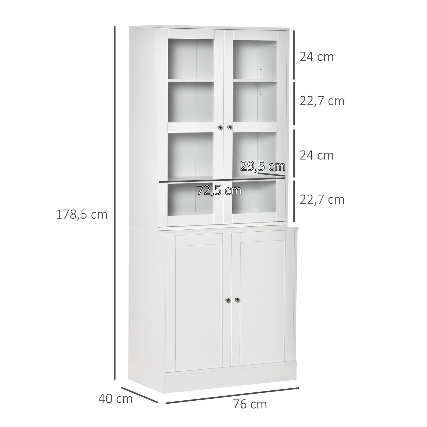 HOMCOM Bücherregal Wandregal Regal, 2 Regale, 76 cm x 40 cm x 178,5 cm, Weiß