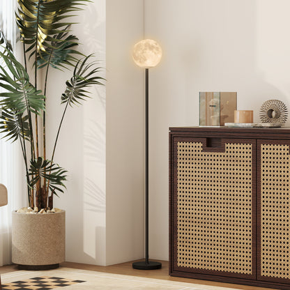 HOMCOM Stehlampe mit Schirm in Mondoptik, Fußschalter, 3 Farbtemperaturen, Metall, Schwarz