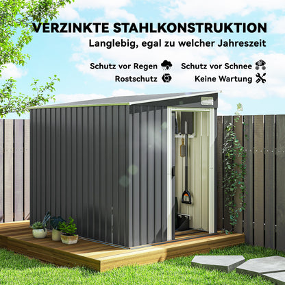 Outsunny Metall Gerätehaus 2,81m² 154x206,5x181 cm Geräteschuppen mit Pultdach Fundament