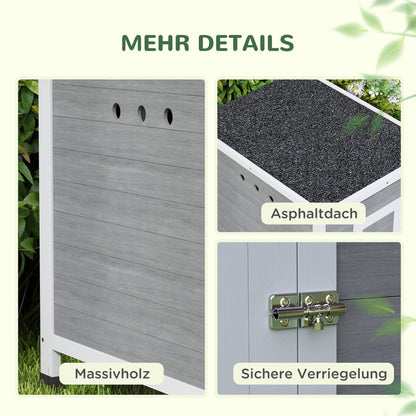 PawHut Entenstall, Entenhaus mit Seitentür, Belüftungslöchern, Geflügelstall Hühnerhaus aus Tannenholz, Gänsestall, Hühnerstall mit wasserdichtem Asphaltdach, 63 x 82 x 76 cm, Hellgrau