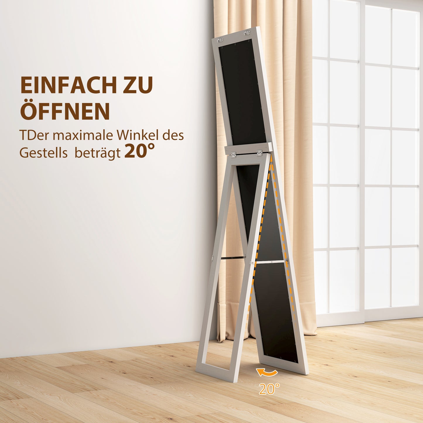 HOMCOM Standspiegel، Ganzkörperspiegel mit Ständer، freistehender Wandspiegel، 37 x 157 سم، فايس