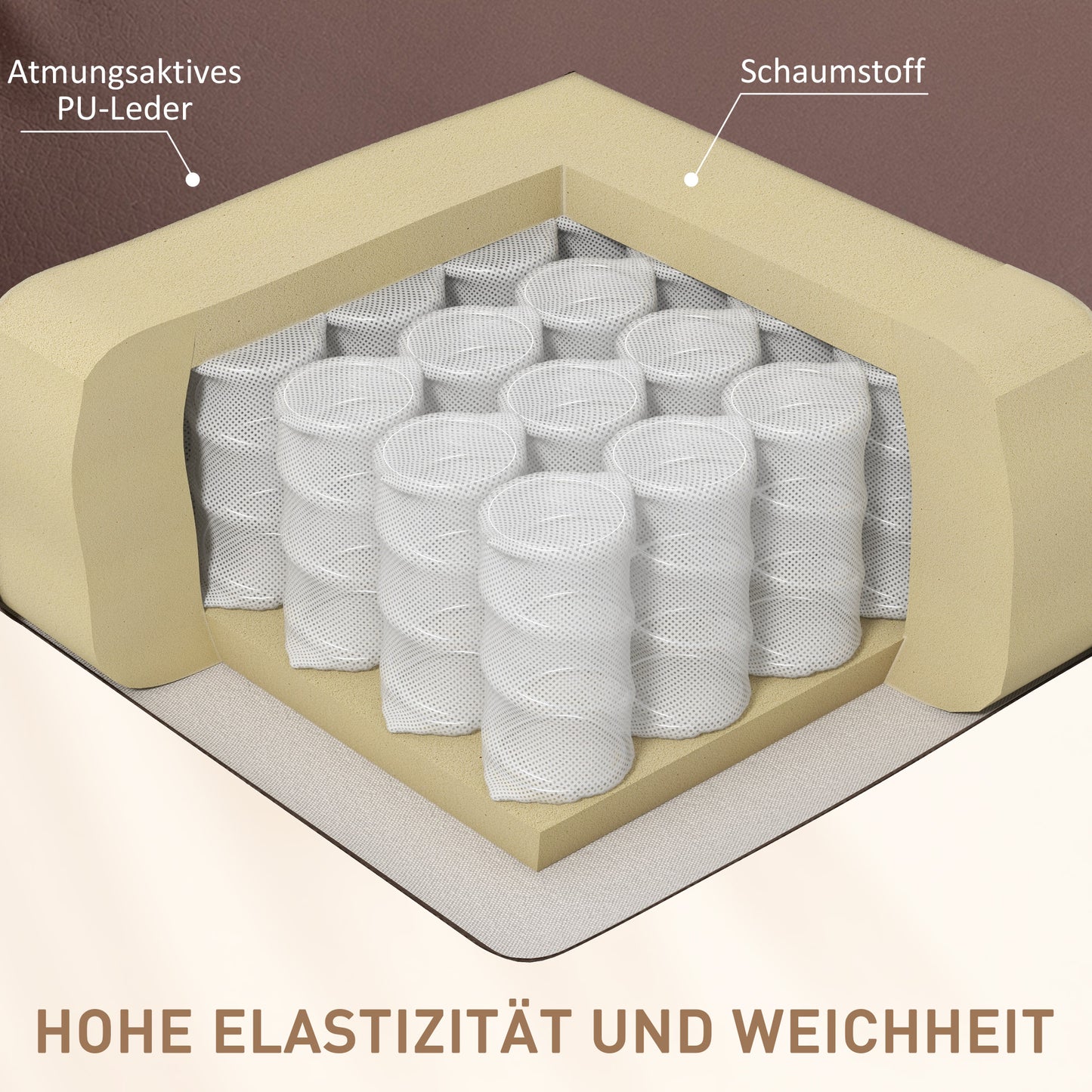 HOMCOM Massagesessel neigbar mit Fernbedienung 94 x 99 x 99cm Kunstleder Braun