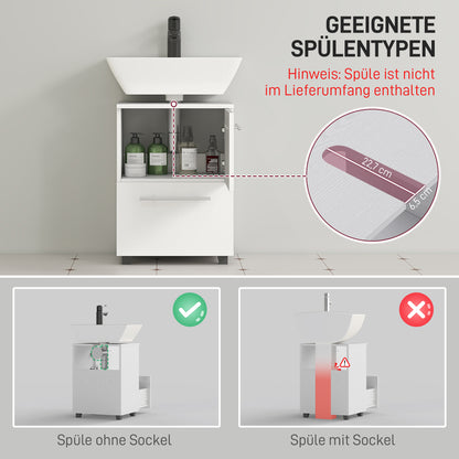 HOMCOM Badezimmerschrank، Waschbecken-Kommode mit Schublade، kompakt، Spanplatte، Weiß