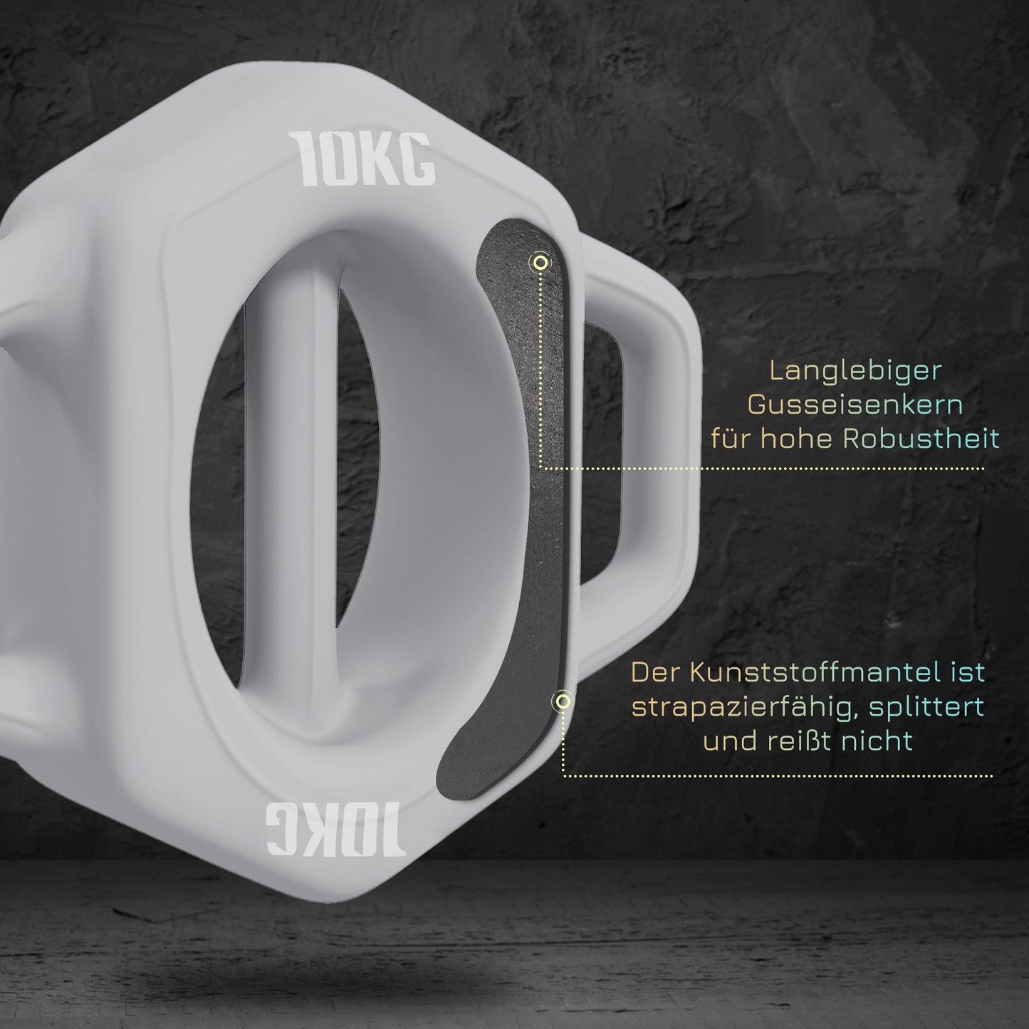 SPORTNOW 3-in-1 Multifunktionshantel, 10 kg, rutschfest, geruchsarm, Kunststoffmantel, Eisenkern, grau